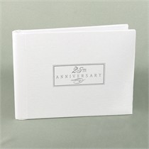 25th Anniversary Small White Guest Book
