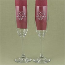 25th Anniversary Design Toasting Flutes - Set of 2