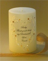 Amber - Topaz Swarovski Crystal Heart Lace Bridesmaid Candle