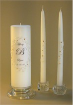 Amber - Topaz Swarovski Crystal Lace Unity Candle & Matching Tapers - Oval Design