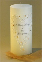 Amber - Topaz Swarovski Crystal Lace Memorial Candle Heart Design
