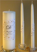 Amber - Topaz Swarovski Crystal Piazza Lace Unity Candle & Matching Tapers