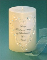 Aquamarine Swarovski Crystal Heart Lace Bridesmaid Candle