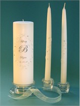 Aquamarine Swarovski Crystal Lace Unity Candle & Matching Tapers - Oval Design
