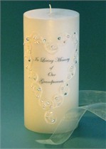 Aquamarine Swarovski Crystal Lace Memorial Candle Heart Design