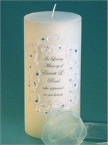 Aquamarine Swarovski Crystal Piazza Lace Memorial Candle