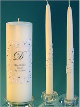 Aquamarine Swarovski Crystal Piazza Lace Unity Candle & Matching Tapers