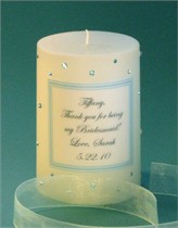 Aquamarine Swarovski Crystal Thank You Candle
