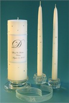 Personalized Aquamarine Swarovski Crystal Unity Candle & Matching Tapers