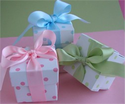 Polka Dot Favor Boxes with Ribbon - Set of 10