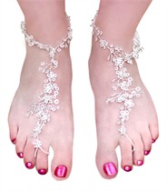 Beach Foot Lace Barefoot Sandals - Austrian Crystals - <br> Sold in Pairs