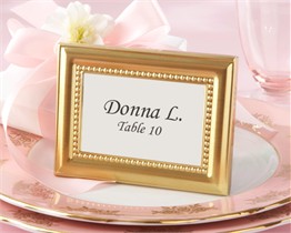 Beautifully Beaded Gold Photo Frame / Place Card Holder 