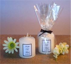 Black and White Monogrammed Small Candle Favor