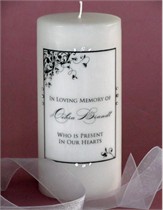 Black Corner Leaf Swarovski Crystal Memorial Candle