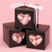 Black Heart Shaped Window Favor Boxes - Package of 25