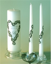 Black Lace Swarovski Crystal Unity Candle & Matching Tapers - Heart Design