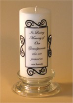 Black Lace Swarovski Crystal Memorial Pillar Candle Rectangle Design