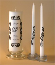 Black Lace Swarovski Crystal Unity Candle & Matching Tapers - Rectangle Design