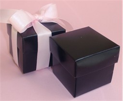 Black Favor Boxes With Ribbon - Set of 10