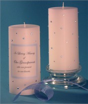 Light Blue Swarovski Crystal Memorial Candle