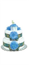 Blue Mums - Swirls - Small Baby Shower Diaper Cake