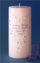 Light Blue Swarovski Crystal Lace Heart Memorial Candle