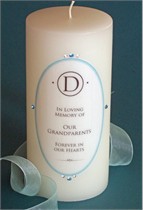 Blue Swarovski Crystal Oval Elegance Memorial Candle