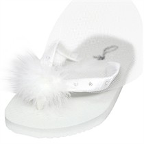 Ava - Bridal Flip Flops - Flat Heel - White Color