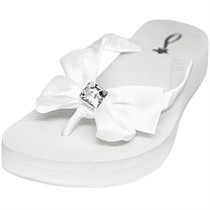 Katelynn - Swarovski Crystal Bridal Flip Flops - Wedge Heel - 60 Colors