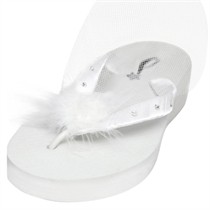 Ava - Bridal Flip Flops - Wedge Heel - White Color