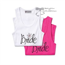 "Bride" Tank Top with Rhinestone Flower 