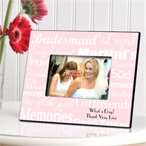 Bridesmaid Gift - Personalized Bridesmaid Frame - White on Pink