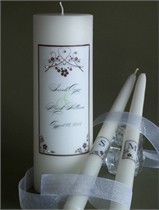 Brown Heart with Green Swarovski Crystals Unity Candle & Matching Tapers