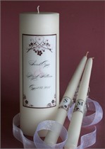 Brown Heart with Pink Swarovski Crystals Unity Candle & Matching Tapers