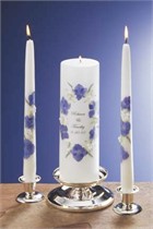 Floral Pearl Blue - Personalized Unity Candle & Matching Tapers