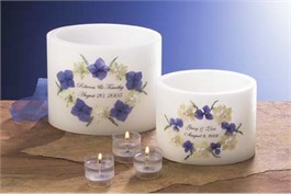 Floral Pearl Blue Keepsake Wax Lantern - Small