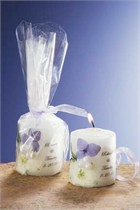 Floral Pearl Blue Small Candle Favor
