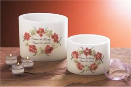 Floral Pearl Pink Keepsake Wax Lantern - Small