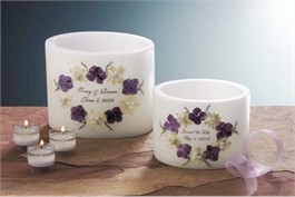 Floral Pearl Purple Keepsake Wax Lantern - Small