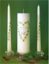 Christmas Swarovski Crystal Unity Candle Set - White Heart