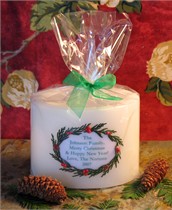 Christmas Wreath Lantern Candle - 4 x 6 x 4 - GREEN font