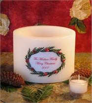 Christmas Wreath Lantern Candle - 4 x 6 x 4 - RED font