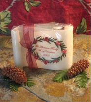 Christmas Wreath - 4 x 6 Scroll Candle - RED Font