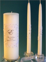 Clear Swarovski Crystal Piazza Lace Pillar Unity Candle & Matching Tapers