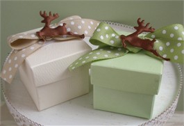 Country Christmas Reindeer Favor Box with Reindeer 