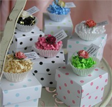 Cupcake Polka Dot Favor Boxes with Personalized Tags 