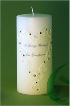 Emerald Green Swarovski Crystal Lace Heart Memorial Candle