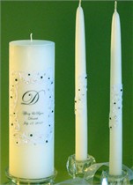 Emerald Green Swarovski Crystal Piazza Lace Unity Candle & Matching Tapers