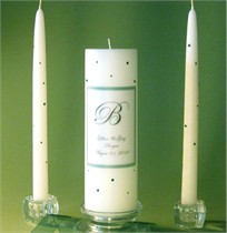 Personalized Emerald Green Swarovski Crystal Unity Candle & Matching Tapers