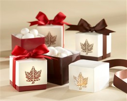 Autumn Elegance Laser-Cut Fall Leaf Favor Box - Set of 24 